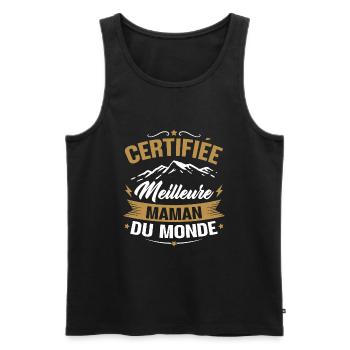 Certifiée meilleure maman du monde - Humour cadeau - Débardeur bio Premium Homme - noir - Devant - Michal (187cm)