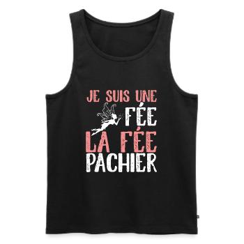 Je Suis La Fée Pas Chier Humour Fête Des Mères - Débardeur bio Premium Homme - noir - Devant - Michal (187cm)