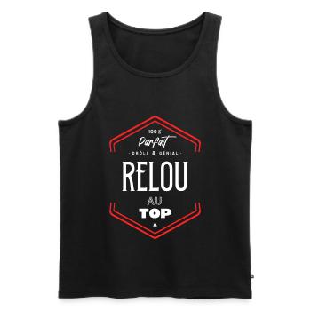 Relou parfait et au top - Débardeur bio Premium Homme - noir - Devant - AI Model Male 178 light (178cm)