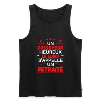Un fossoyeur heureux le lundi s'appelle retraité - Débardeur bio Premium Homme - noir - Devant - Michal (187cm)