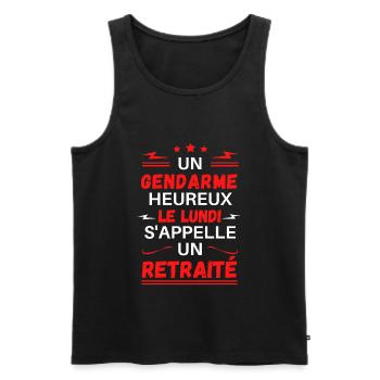 un gendarme heureux le lundi s'appelle un retraité - Débardeur bio Premium Homme - noir - Devant - Michal (187cm)