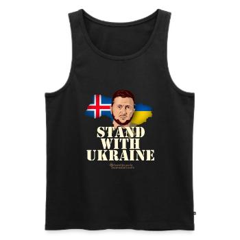 Iceland Stand with Ukraine - Men's Premium Organic Tank Top - black - Front - AI Model Male 178 light (178cm)