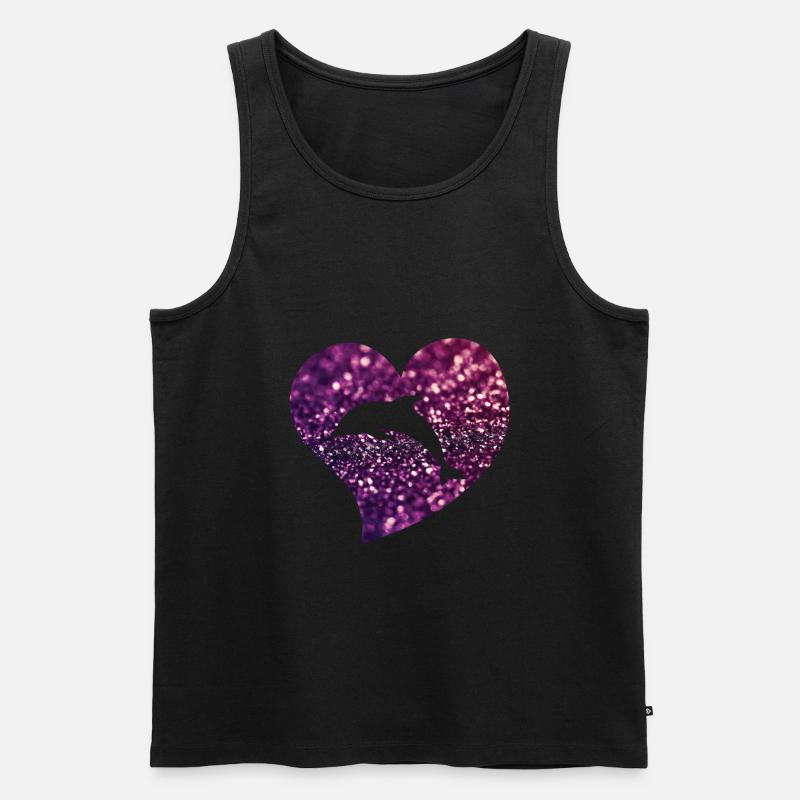 Delfin Herz - Männer Premium Bio Tank Top - Schwarz