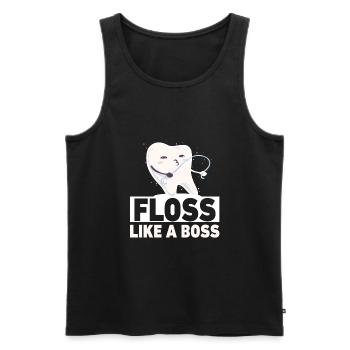 Funny Dental Assistant product Floss Like A Boss - Men's Premium Organic Tank Top - black - Front - Michal (187cm)