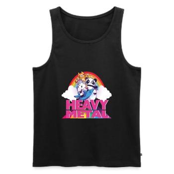 Heavy Metal + animaux mignons - tenue de festival drôle - Débardeur bio Premium Homme - noir - Devant - Michal (187cm)