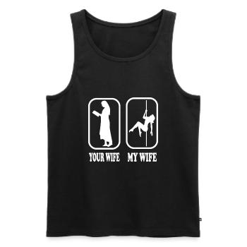 Your Wife my Wife Nonne Pole Dance - Männer Premium Bio Tank Top - Schwarz - Vorne - Michal (187cm)