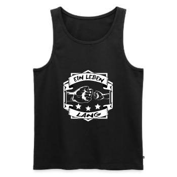 Vater und Sohn - Spruch - Ein leben lang - Fäuste - Männer Premium Bio Tank Top - Schwarz - Vorne - AI Model Male 178 light (178cm)