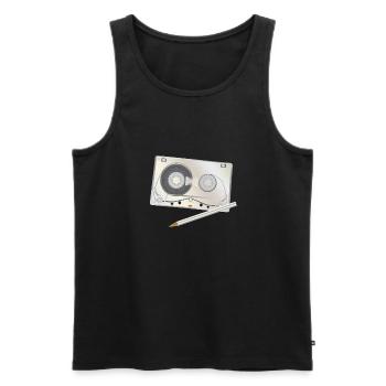 Kasette mit Bleistift Tape Mixtape - Männer Premium Bio Tank Top - Schwarz - Vorne - AI Model Male 178 light (178cm)
