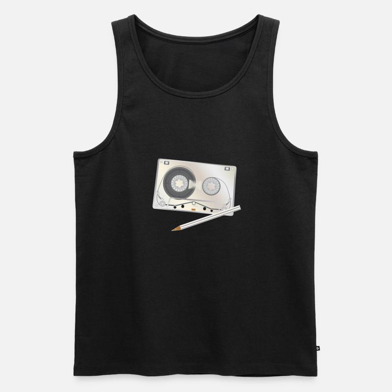 Kasette mit Bleistift Tape Mixtape - Männer Premium Bio Tank Top - Schwarz