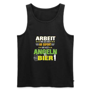 Retraité pêcheur pêcheur à la pêche et bière - Débardeur bio Premium Homme - noir - Devant - AI Model Male 178 light (178cm)