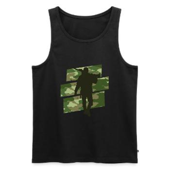 Hunter camouflage - Men's Premium Organic Tank Top - black - Front - AI Model Male 178 light (178cm)
