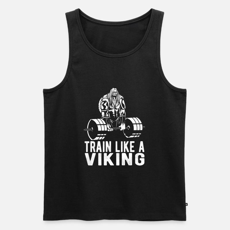 Bodybuilder Wikinger - Männer Premium Bio Tank Top - Schwarz