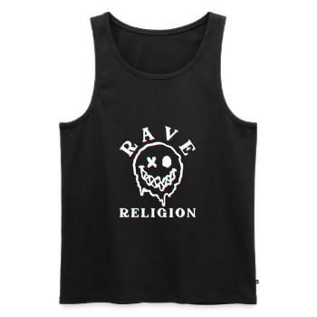 Raver religion - Men's Premium Organic Tank Top - black - Front - AI Model Male 178 light (178cm)