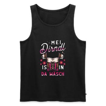 Mei Dirdnl is in da wäsch - Männer Premium Bio Tank Top - Schwarz - Vorne - Michal (187cm)