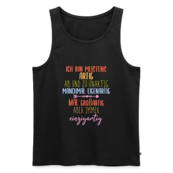 Einzigartig Spruch - Männer Premium Bio Tank Top - Schwarz - Vorne - AI Model Male 178 light (178cm)