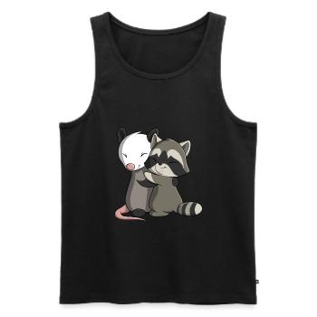 Opossum et raton laveur - Débardeur bio Premium Homme - noir - Devant - Michal (187cm)