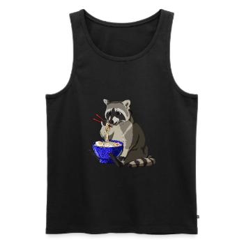 Waschbär Ramen - Männer Premium Bio Tank Top - Schwarz - Vorne - Michal (187cm)