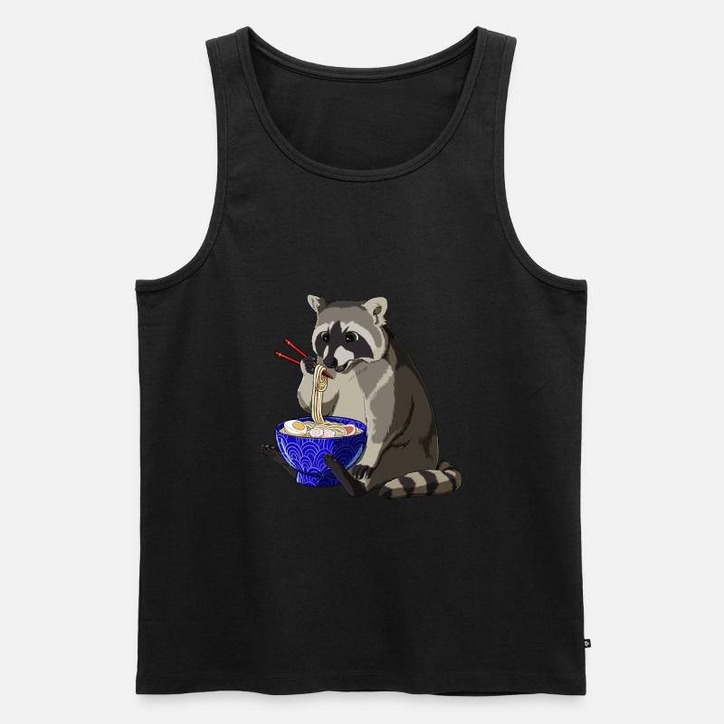 Waschbär Ramen - Männer Premium Bio Tank Top - Schwarz
