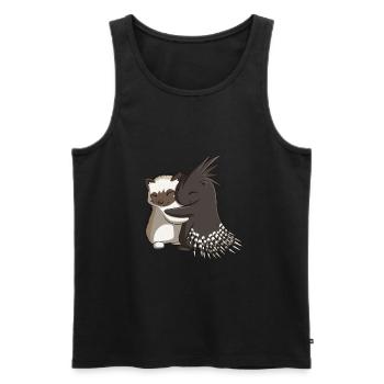 Hedgehog Porcupine Hug - Men's Premium Organic Tank Top - black - Front - AI Model Male 178 light (178cm)