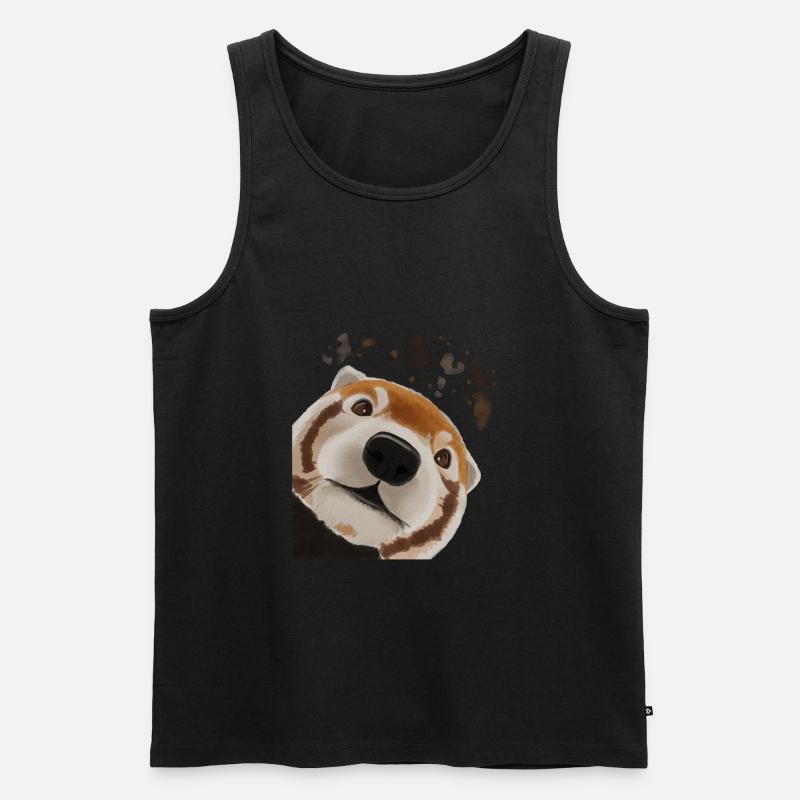 Neugieriger Roter Panda - Männer Premium Bio Tank Top - Schwarz