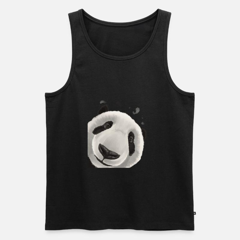 Neugieriger Panda Bär - Männer Premium Bio Tank Top - Schwarz