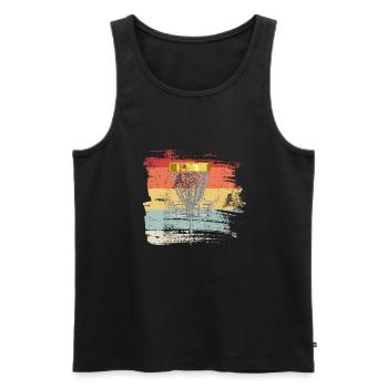Retro Disc Golf - Men's Premium Organic Tank Top - black - Front - AI Model Male 178 light (178cm)