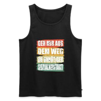 Unnötiger Sozial Kontakt - Männer Premium Bio Tank Top - Schwarz - Vorne - AI Model Male 178 light (178cm)