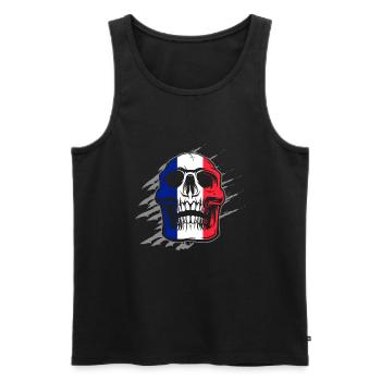 Drapeau de la France Skull - Débardeur bio Premium Homme - noir - Devant - AI Model Male 178 light (178cm)
