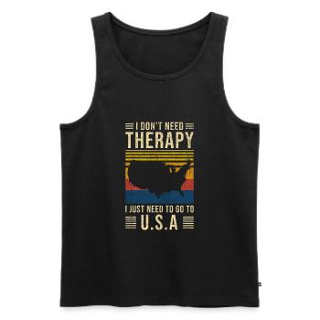 USA America Holiday Emigration - Men's Premium Organic Tank Top - black - Front - AI Model Male 178 light (178cm)