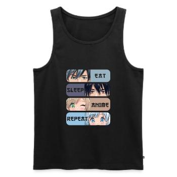 Eat Sleep Anime Repeat - Débardeur bio Premium Homme - noir - Devant - AI Model Male 178 light (178cm)
