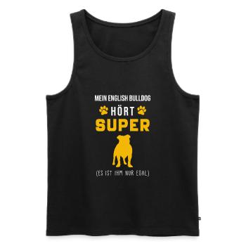 Englische Bulldogge Spruch - Männer Premium Bio Tank Top - Schwarz - Vorne - AI Model Male 178 light (178cm)