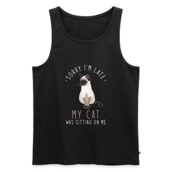Cat Sorry Im late - Men's Premium Organic Tank Top - black - Front - AI Model Male 178 light (178cm)
