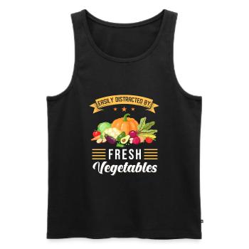 Légumes Rengaine cadeau végétarien - Débardeur bio Premium Homme - noir - Devant - AI Model Male 178 light (178cm)