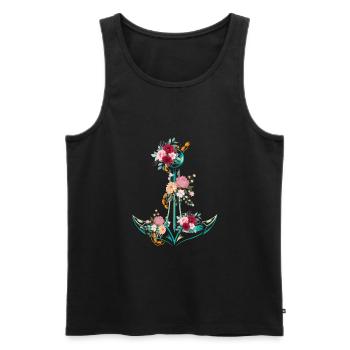 Anchor Flowers - Men's Premium Organic Tank Top - black - Front - Michal (187cm)