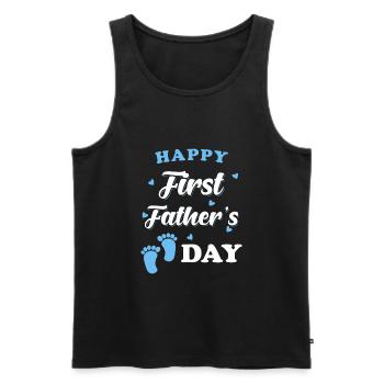 Vatertag erster Vatertag - Männer Premium Bio Tank Top - Schwarz - Vorne - Michal (187cm)