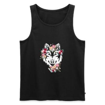 Wolf Wolf's Head Flowers Decoration - Men's Premium Organic Tank Top - black - Front - AI Model Male 178 light (178cm)