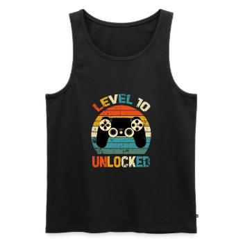 Level 10 Entsperrt / 10. Geburtstag / 10 Jahre alt - Männer Premium Bio Tank Top - Schwarz - Vorne - AI Model Male 178 light (178cm)