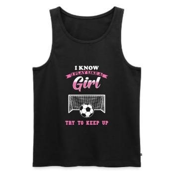 Frauenfußball Fußball Mädchen - Männer Premium Bio Tank Top - Schwarz - Vorne - Michal (187cm)