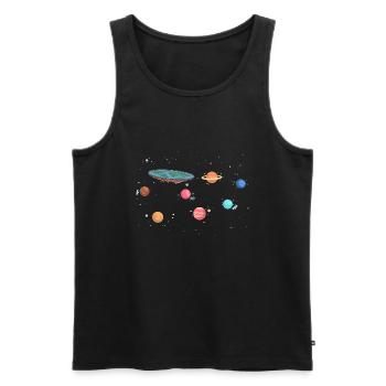 Flat Earth Society - Men's Premium Organic Tank Top - black - Front - AI Model Male 178 light (178cm)