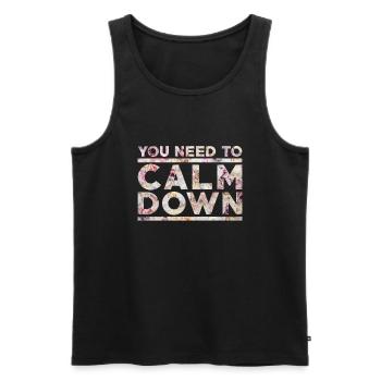 Calm Down - Männer Premium Bio Tank Top - Schwarz - Vorne - AI Model Male 178 light (178cm)