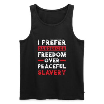 Freedom over Fear - Männer Premium Bio Tank Top - Schwarz - Vorne - AI Model Male 178 light (178cm)