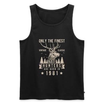 Jäger Gift born in 1981 - Men's Premium Organic Tank Top - black - Front - AI Model Male 178 light (178cm)