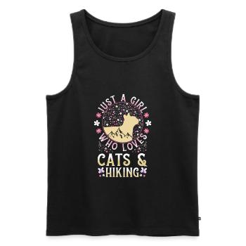Cats and hiking saying gift - Men's Premium Organic Tank Top - black - Front - AI Model Male 178 light (178cm)