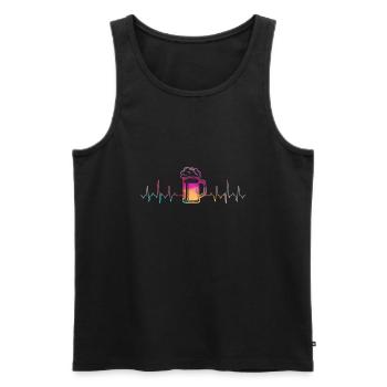 Beer Heartbeat - Men's Premium Organic Tank Top - black - Front - Michal (187cm)