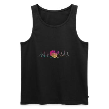 Knitting Heartbeat - Men's Premium Organic Tank Top - black - Front - AI Model Male 178 light (178cm)