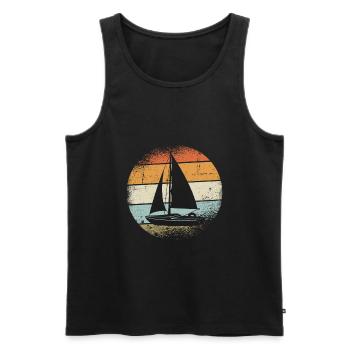 Sailor Retro Sunset - Men's Premium Organic Tank Top - black - Front - AI Model Male 178 light (178cm)