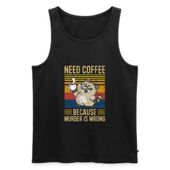 Need Coffee Kaffee Spruch lustig - Männer Premium Bio Tank Top - Schwarz - Vorne - AI Model Male 178 light (178cm)