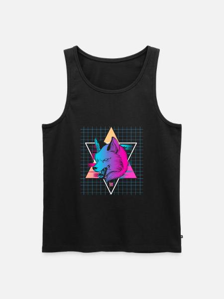 Japon Vaporwave Wolf - Débardeur bio Premium Homme - noir
