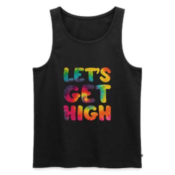 Hippie saying Lets goes high - Men's Premium Organic Tank Top - black - Front - AI Model Male 178 light (178cm)