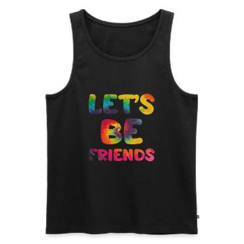 Hippie saying Lets be friends - Men's Premium Organic Tank Top - black - Front - AI Model Male 178 light (178cm)